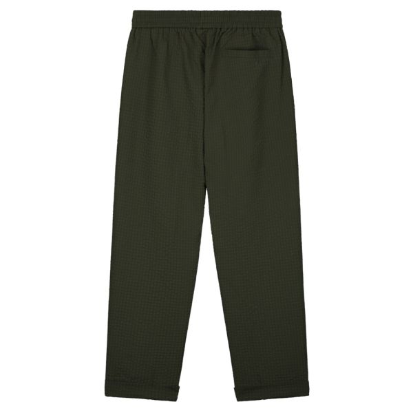 Olaf Seersucker Slim Broek Donker Groen