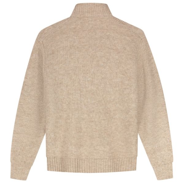 Olaf Signature Knitted Zip Mock Sweater Beige