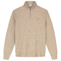 Olaf Signature Knitted Zip Mock Sweater Beige
