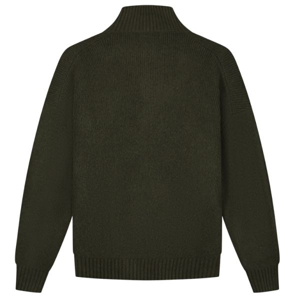 Olaf Signature Knitted Zip Mock Sweater Donker Groen