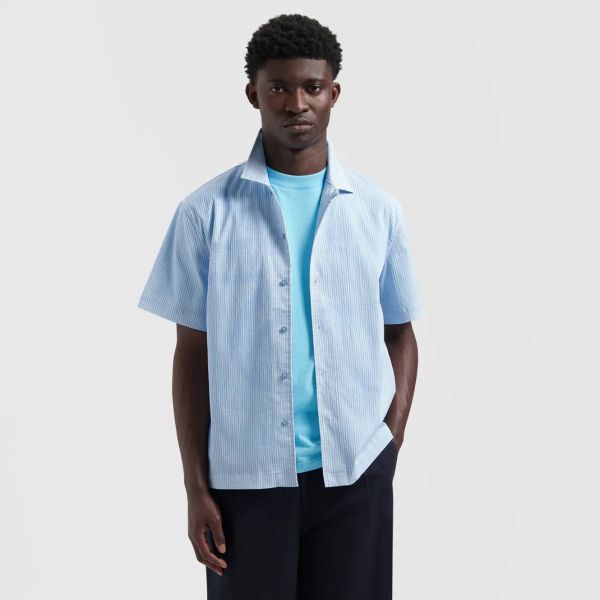Olaf Stripe Sun AOP Camp Overhemd Licht Blauw