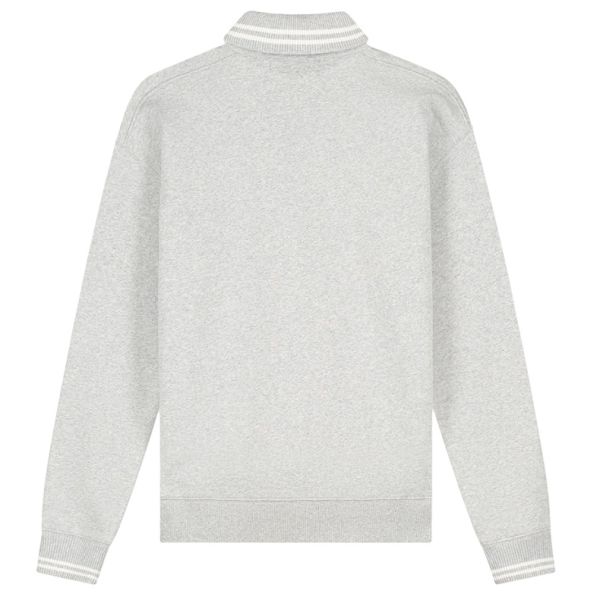 Olaf Tipping Detail Oversized Longsleeve Polo Grijs