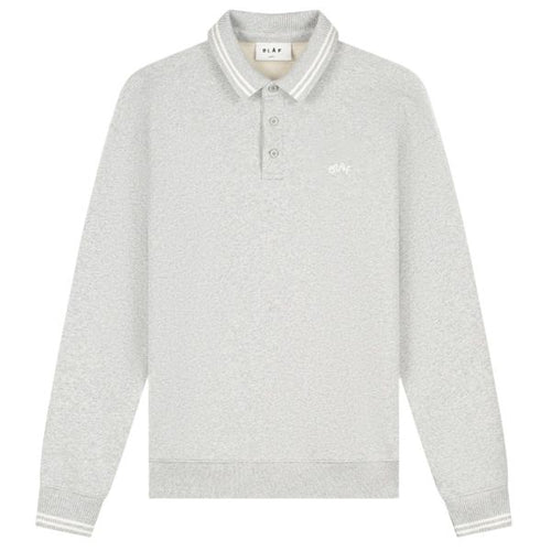 Olaf Tipping Detail Oversized Longsleeve Polo Grijs