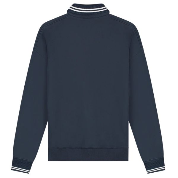 Olaf Tipping Detail Oversized Longsleeve Polo Navy