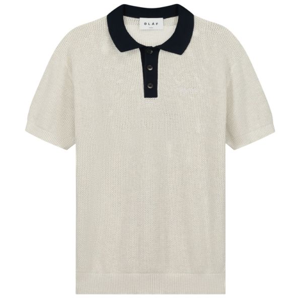 Olaf Varsity Knit Polo Off White