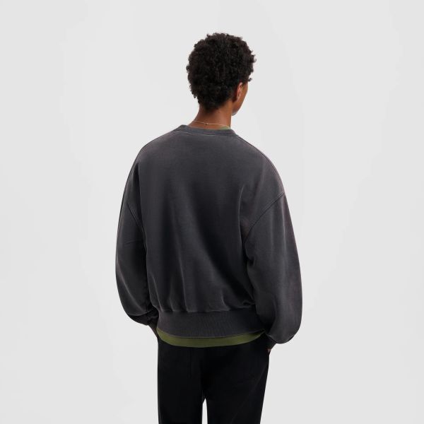 Olaf Washed Signature Boxy Sweater Antraciet