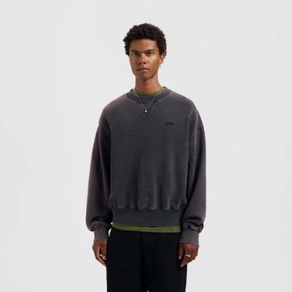 Olaf Washed Signature Boxy Sweater Antraciet
