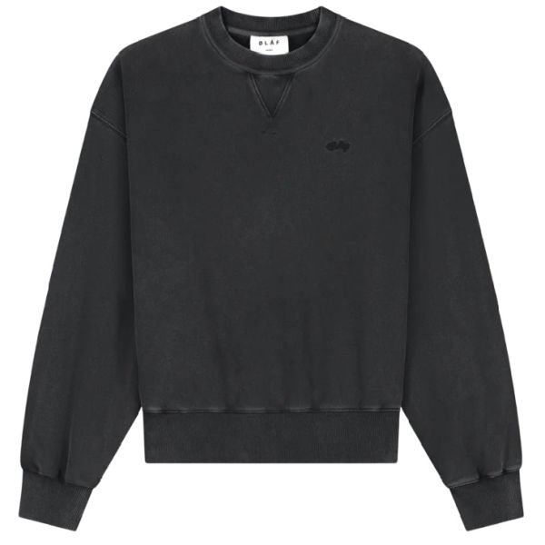 Olaf Washed Signature Boxy Sweater Antraciet