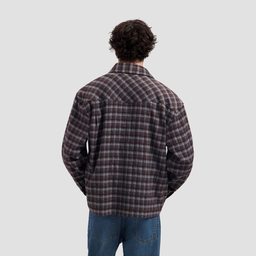 Olaf Flannel Boxy Overhemd Bruin/Licht Blauw
