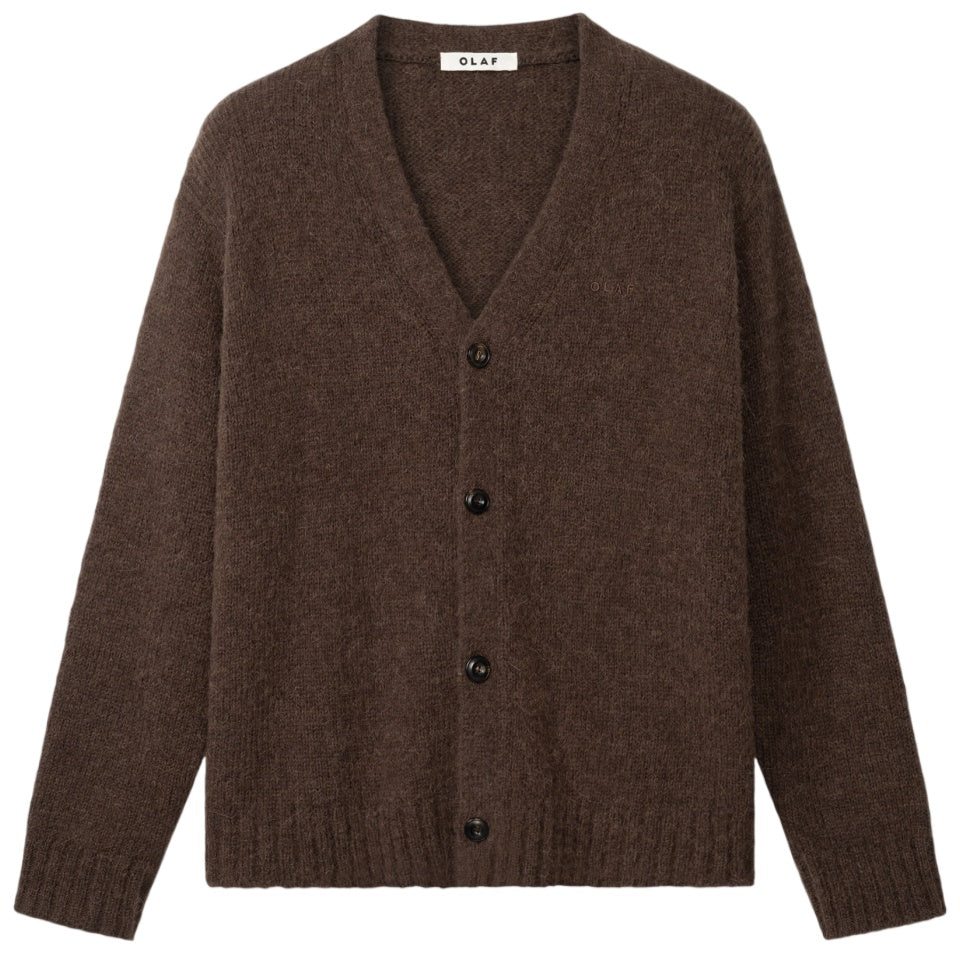 Olaf Hairy Texture Cardigan Bruin