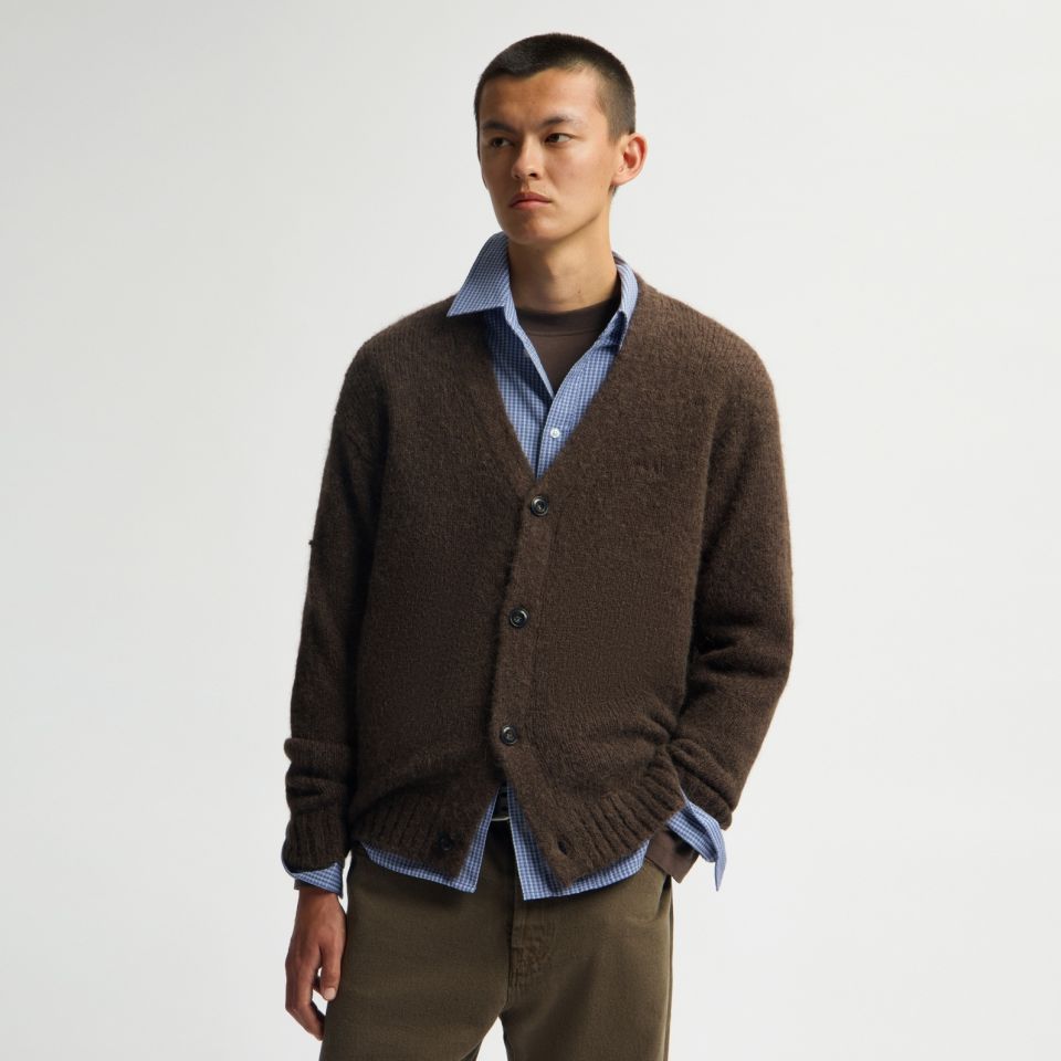 Olaf Hairy Texture Cardigan Bruin