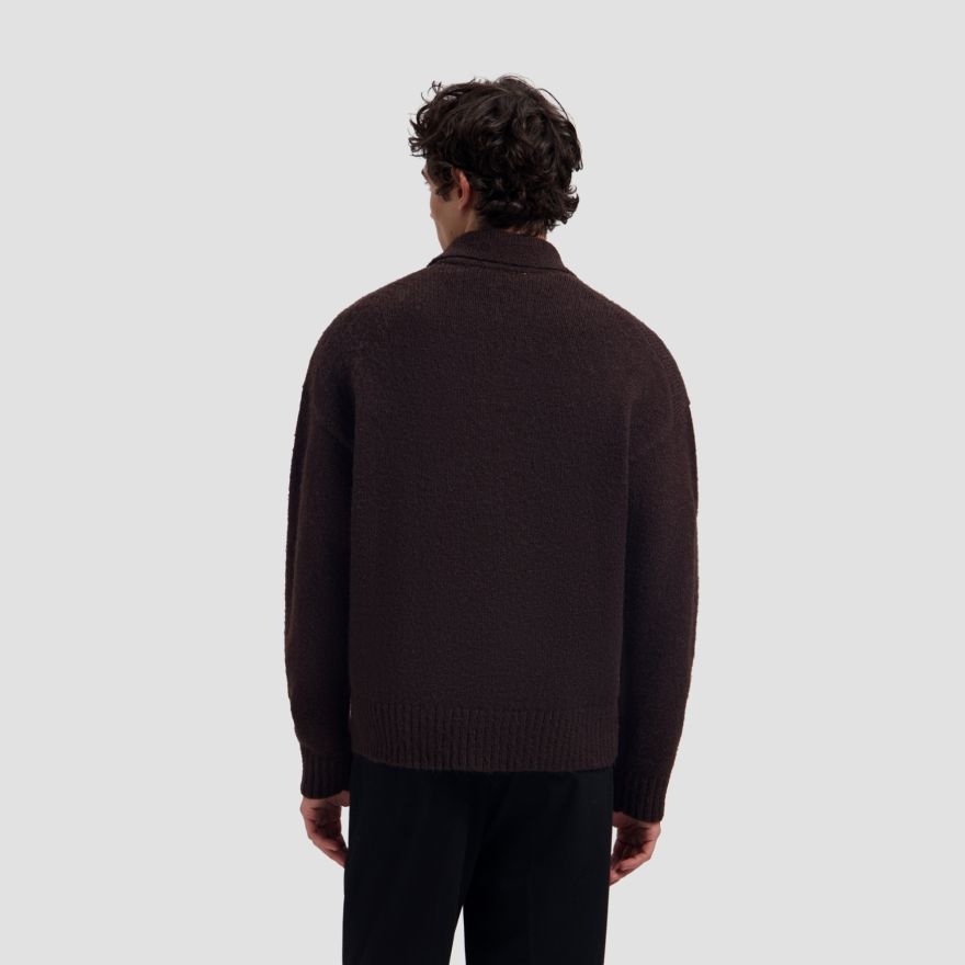 Olaf Oversized Knitted Longsleeve Polo Bruin