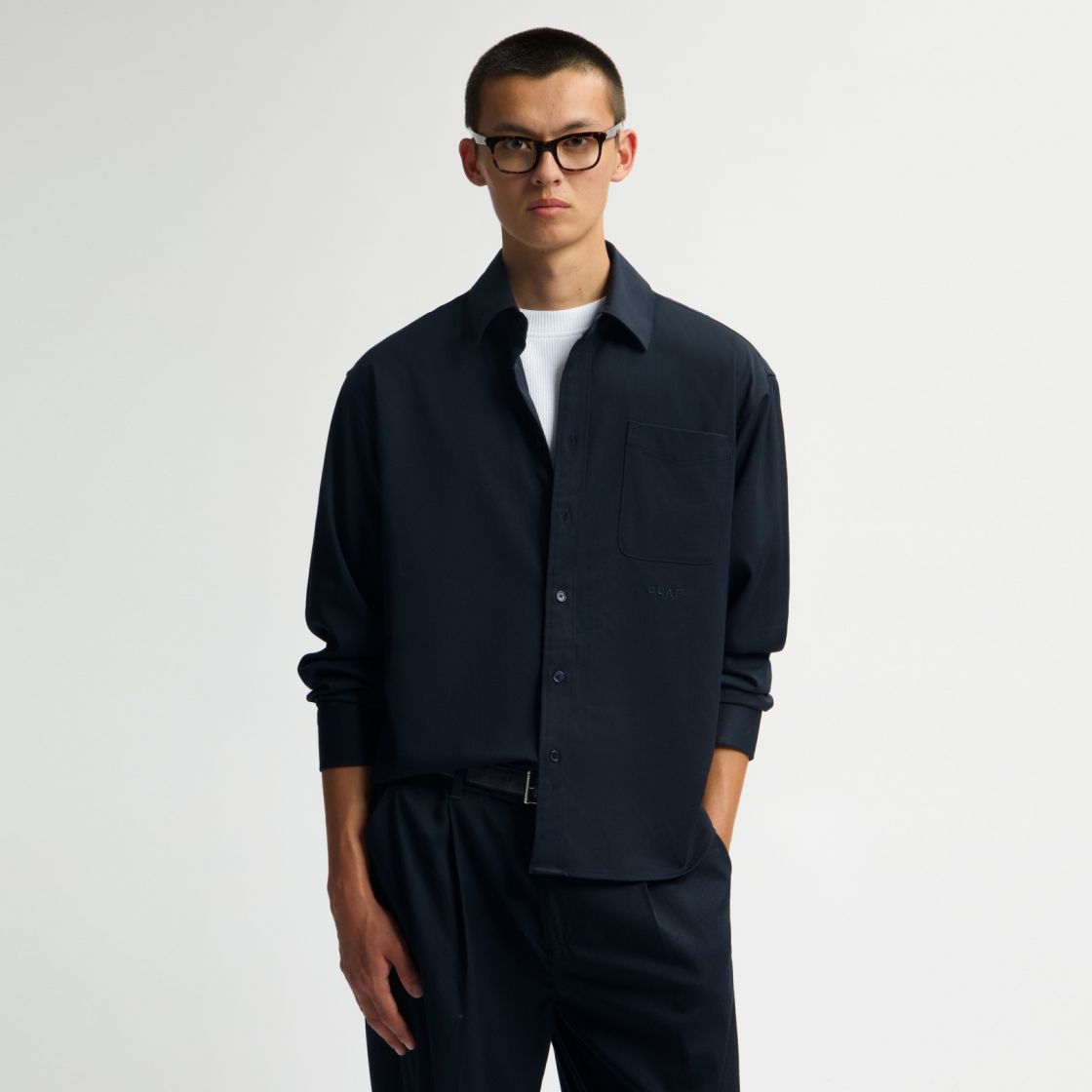 Olaf Oversized Wool Blend Overhemd Navy