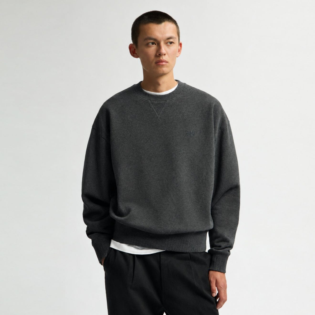 Olaf Signature Boxy Sweater Antraciet