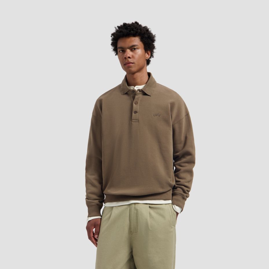 Olaf Signature Oversized Longsleeve Polo Bruin