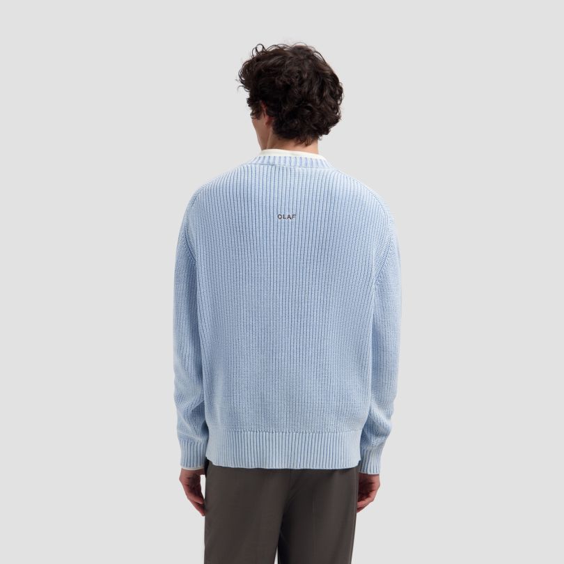 Olaf Washed Knitted Essential Sweater Licht Blauw