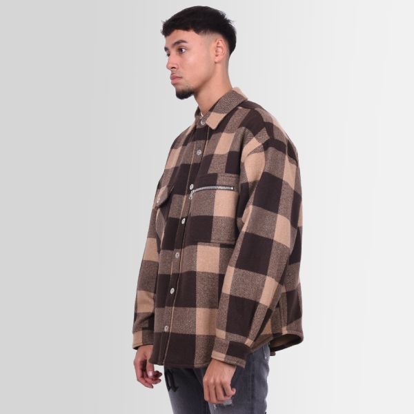 Palm Angels Life is Palm Flannel Overshirt Bruin