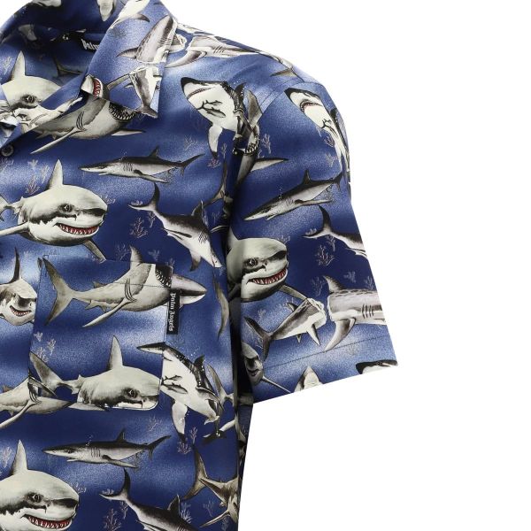 Palm Angels Sharks Bowling Overhemd Blauw