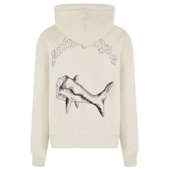 Palm Angels Split Shark Hoodie Off White