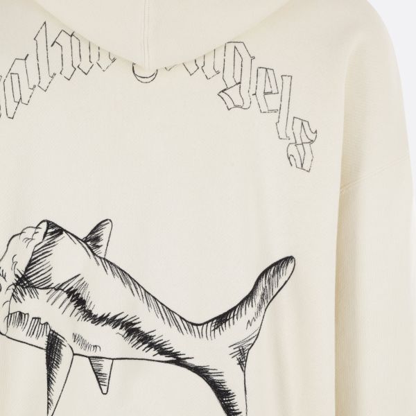 Palm Angels Split Shark Hoodie Off White