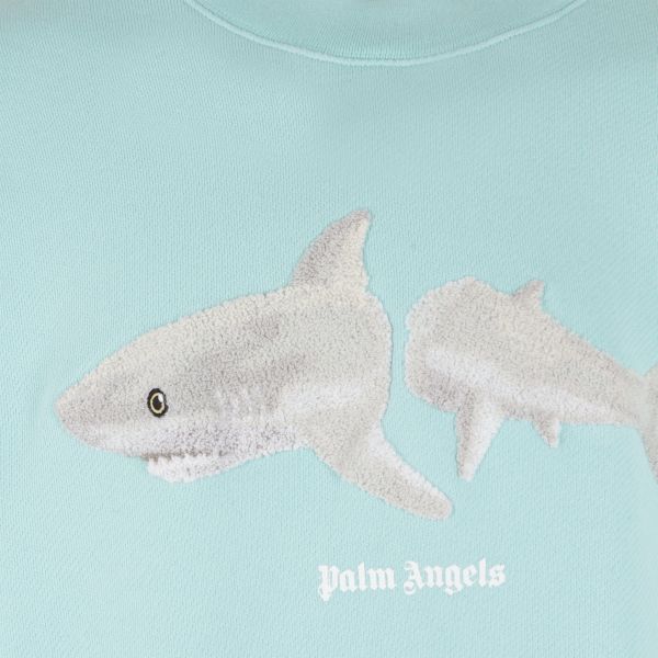 Palm Angels White Shark Sweater Licht Blauw