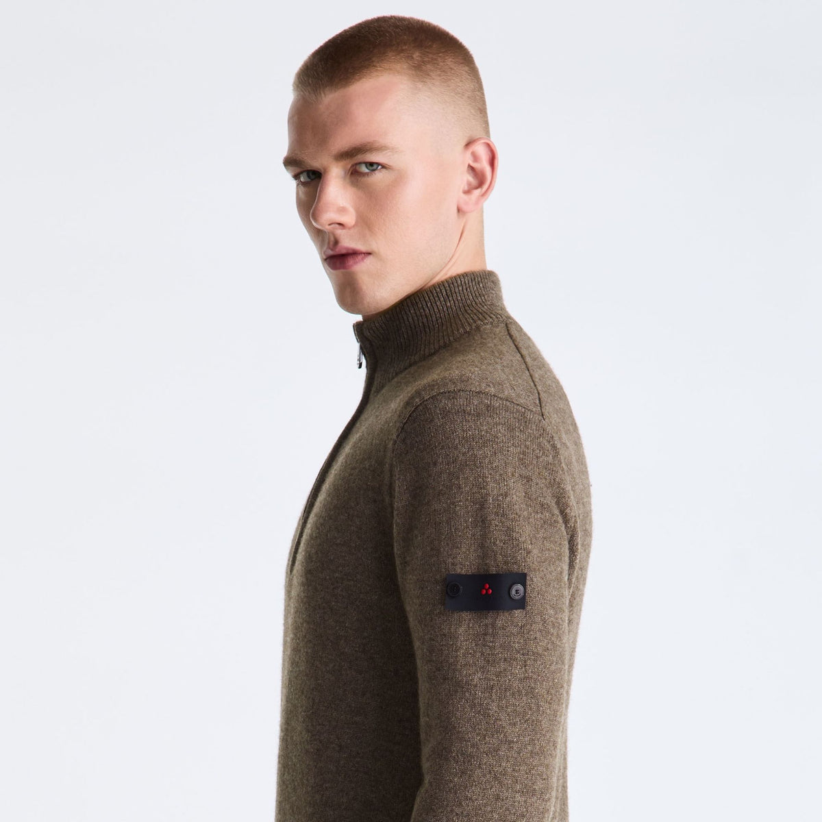 Peuterey Trebe Yak Wool Half Zip Sweater Bruin