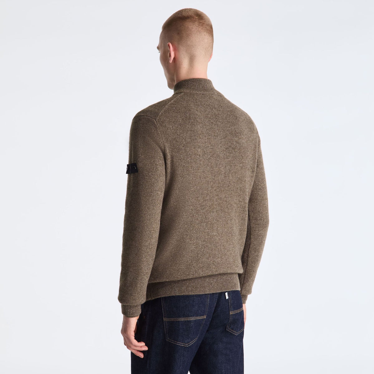 Peuterey Trebe Yak Wool Half Zip Sweater Bruin