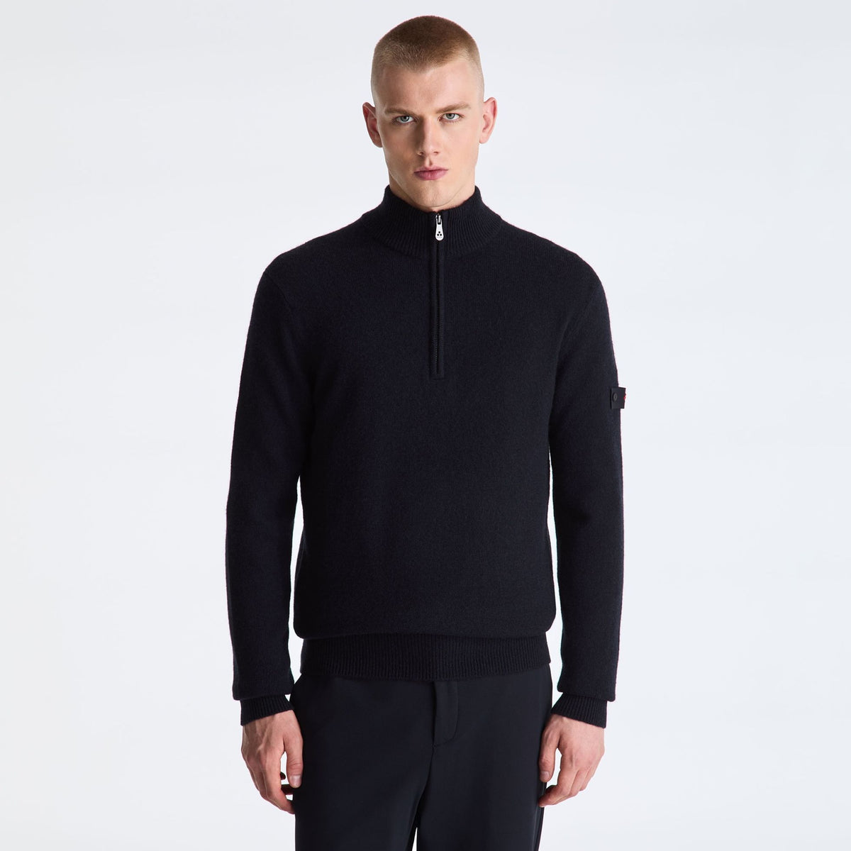 Peuterey Trebe Yak Wool Half Zip Sweater Navy