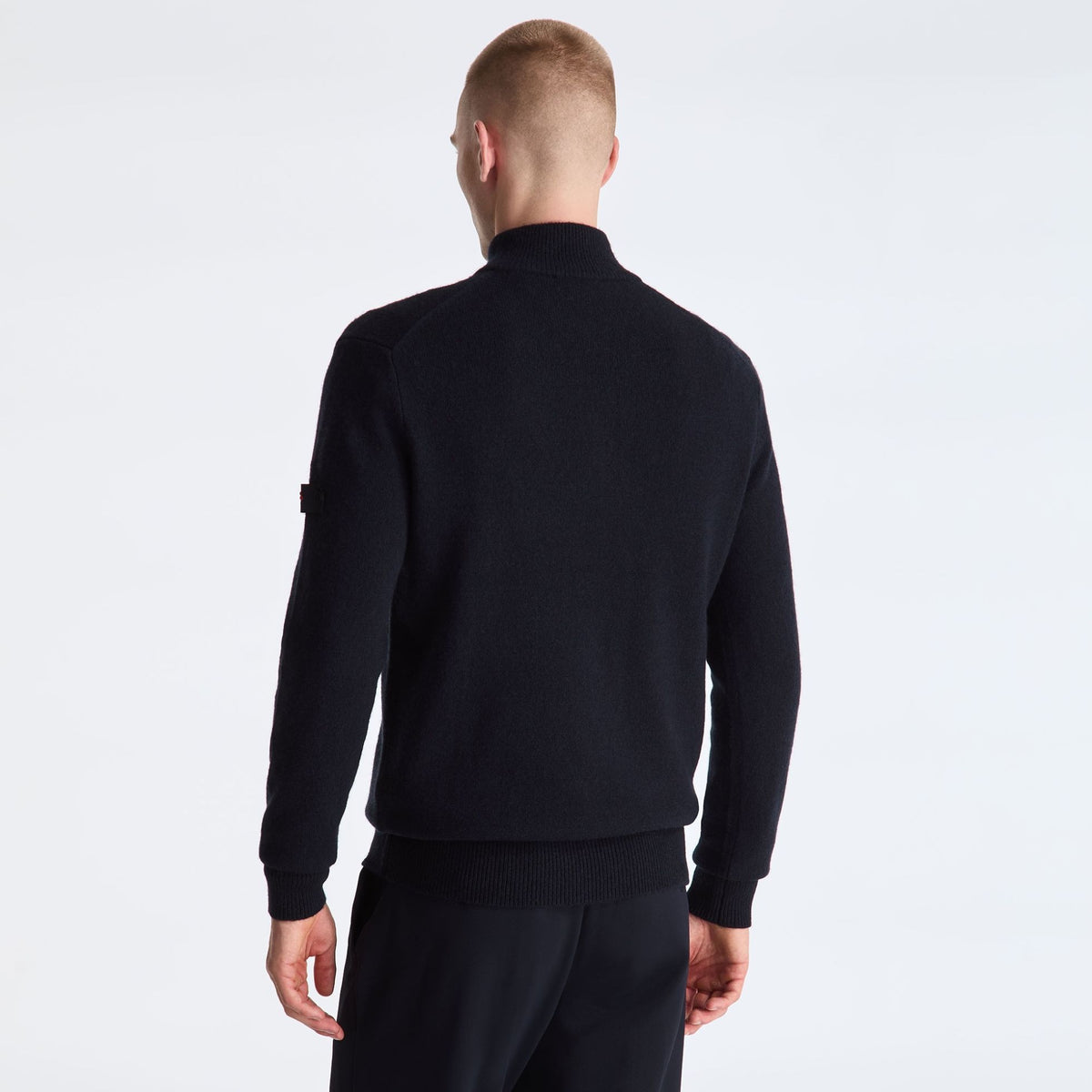 Peuterey Trebe Yak Wool Half Zip Sweater Navy