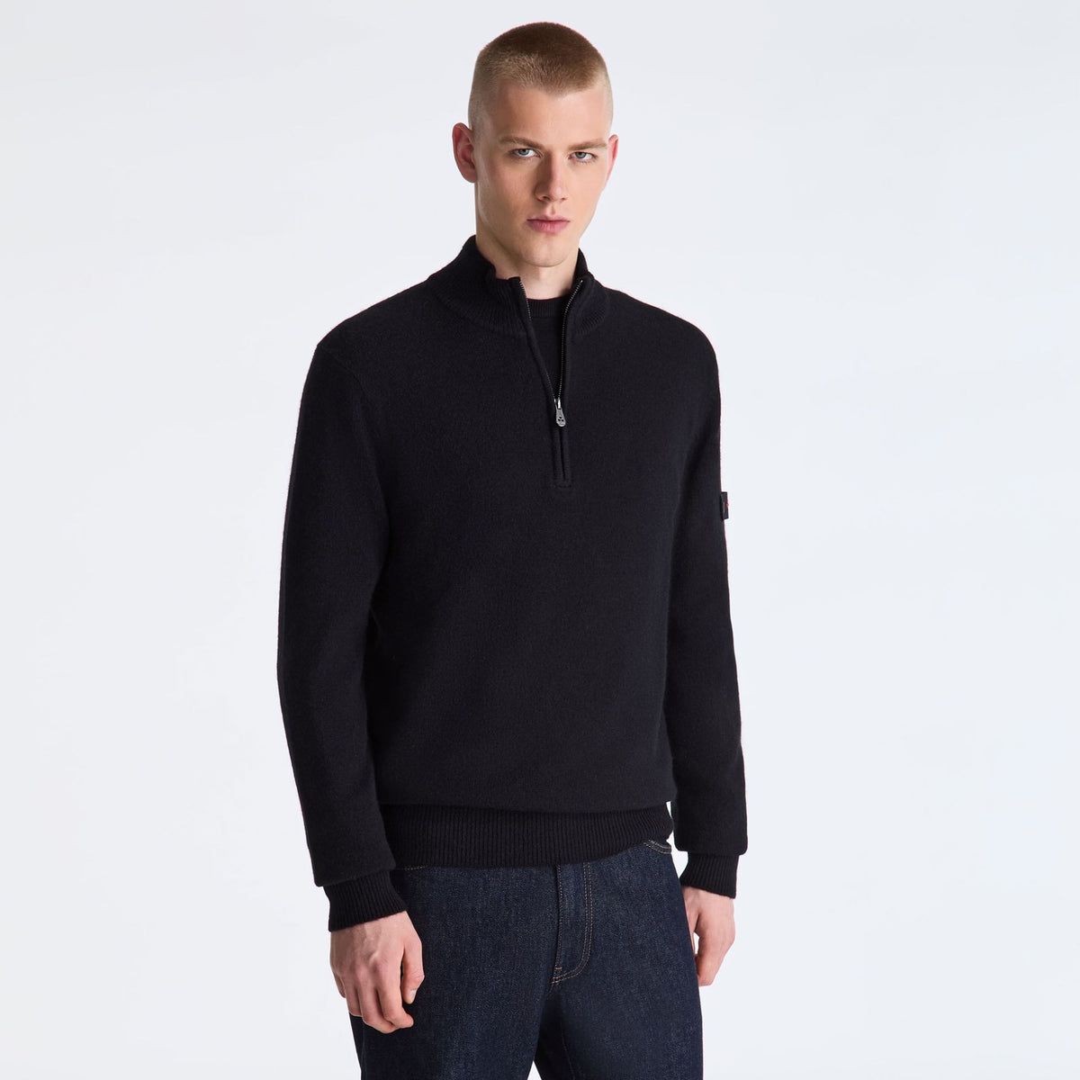 Peuterey Trebe Yak Wool Half Zip Sweater Zwart