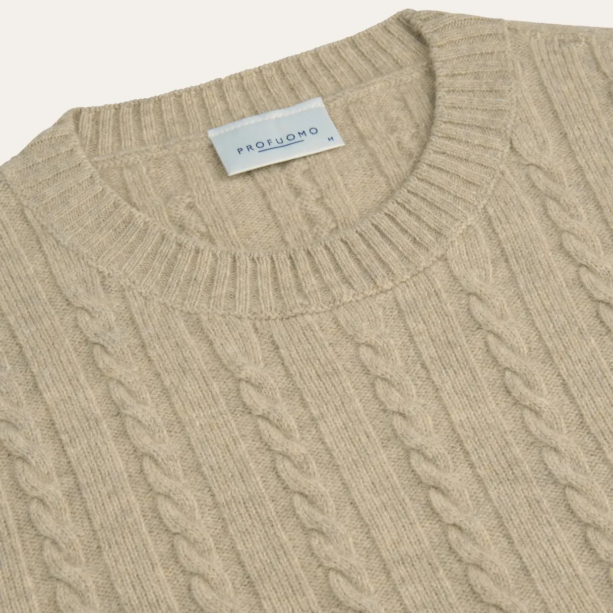 Profuomo Cashmere Cable Sweater Beige