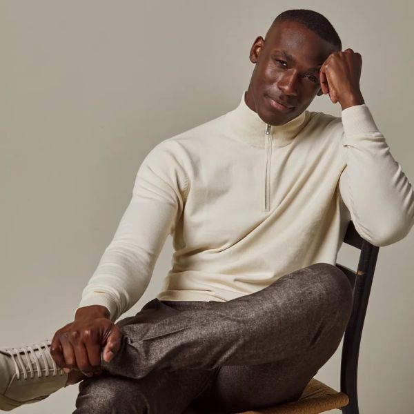 Profuomo Luxury Half Zip Sweater Off White