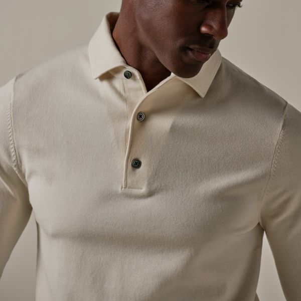 Profuomo Luxury Longsleeve Polo Off White