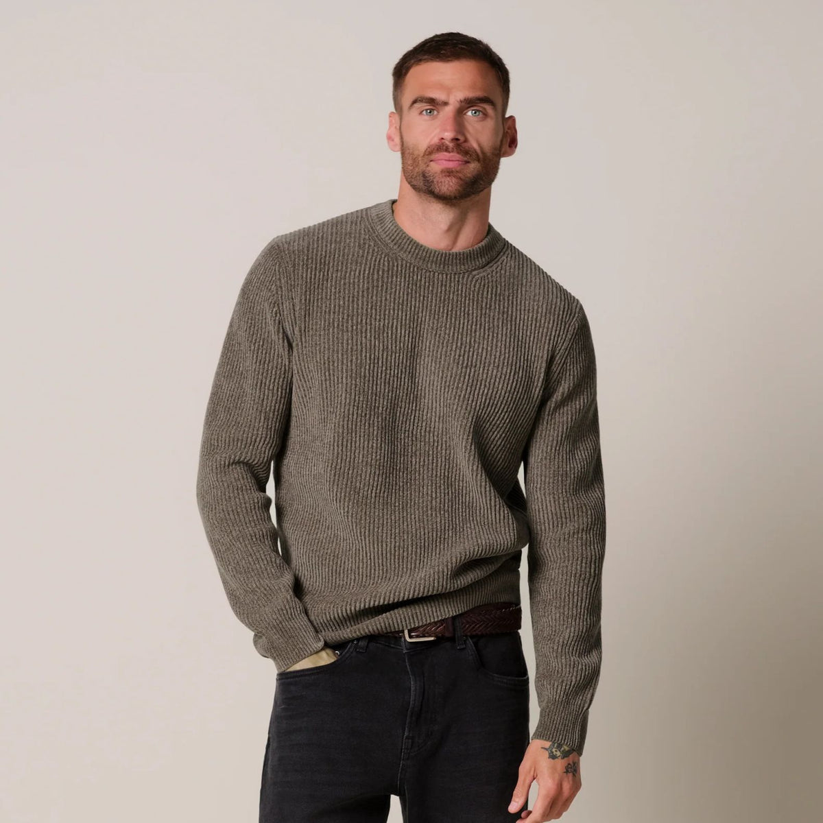 Profuomo Chenille Knitted Sweater Bruin