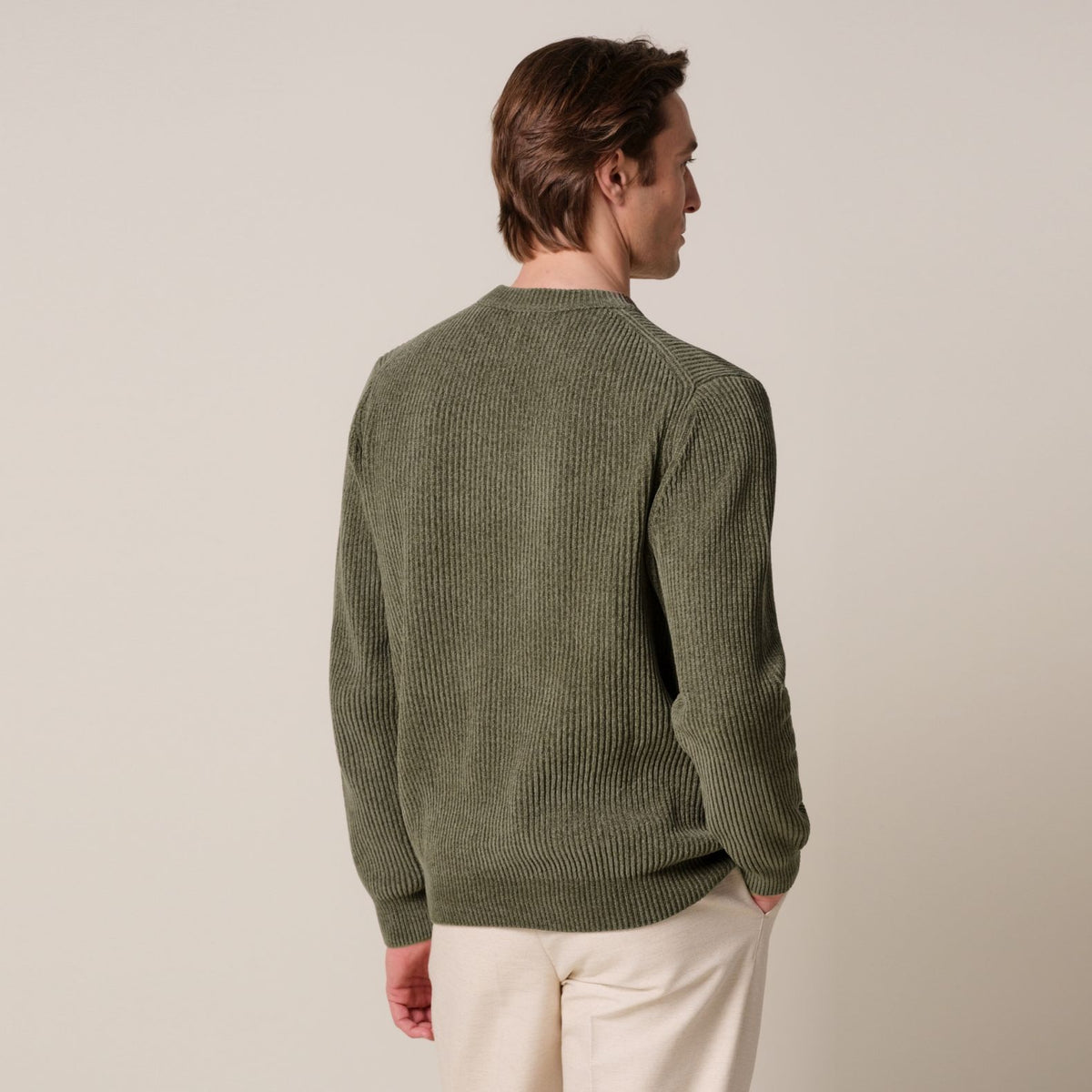 Profuomo Chenille Knitted Sweater Donker Groen