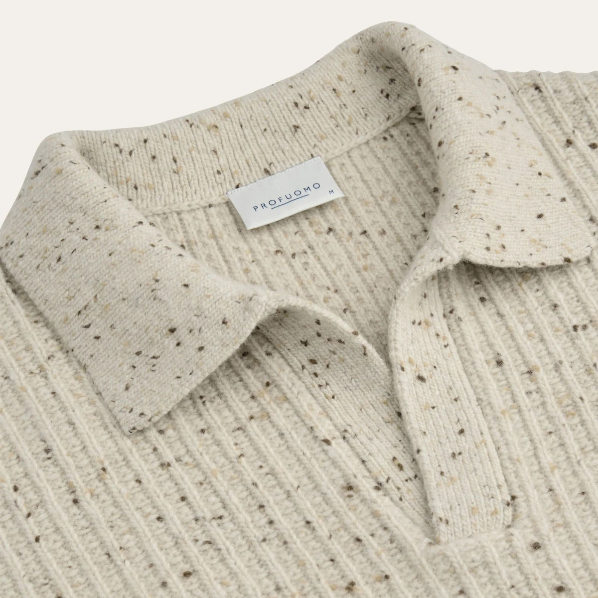 Profuomo Donegal Open Collar Longsleeve Polo Beige