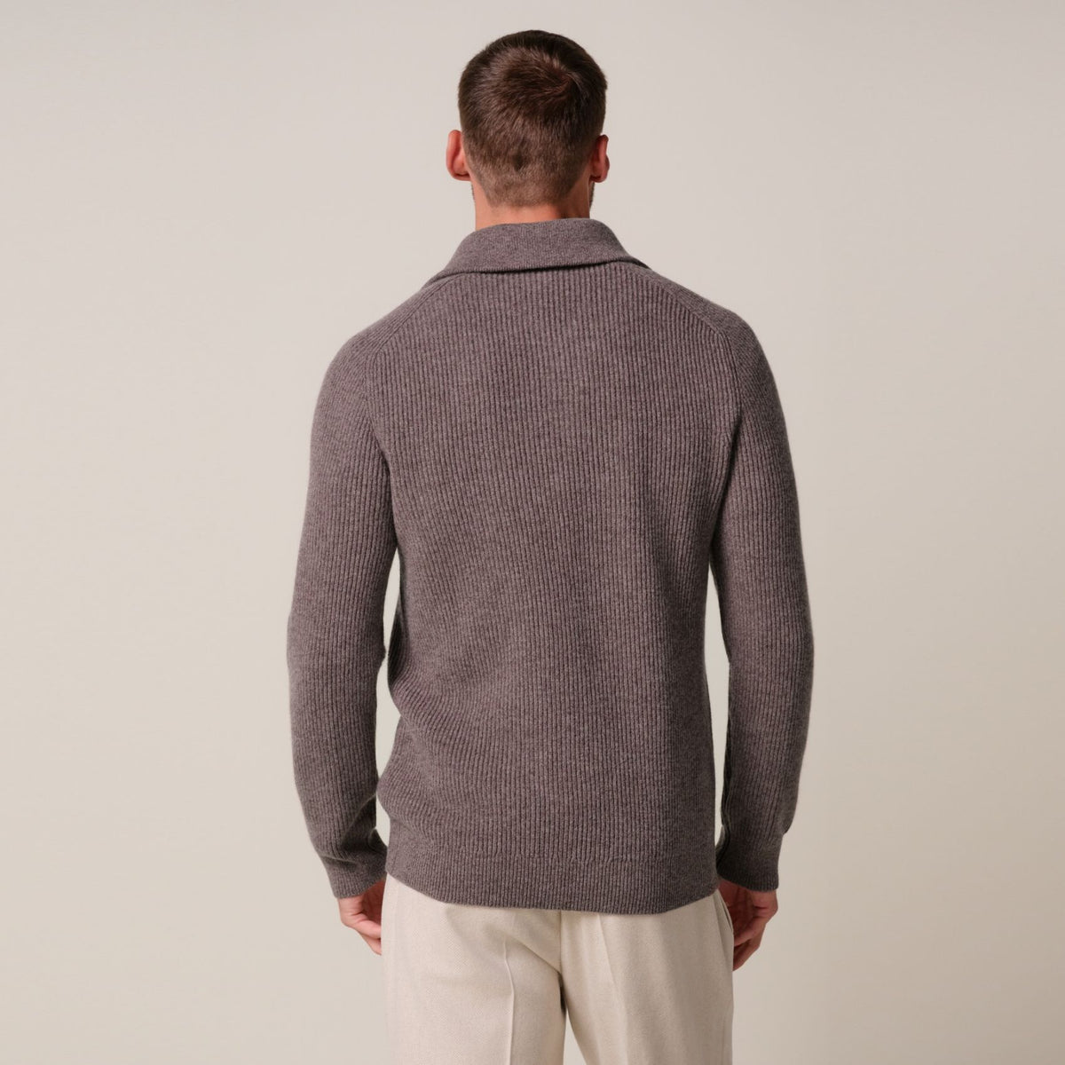 Profuomo Heavy Knitted Half Zip Sweater Bruin