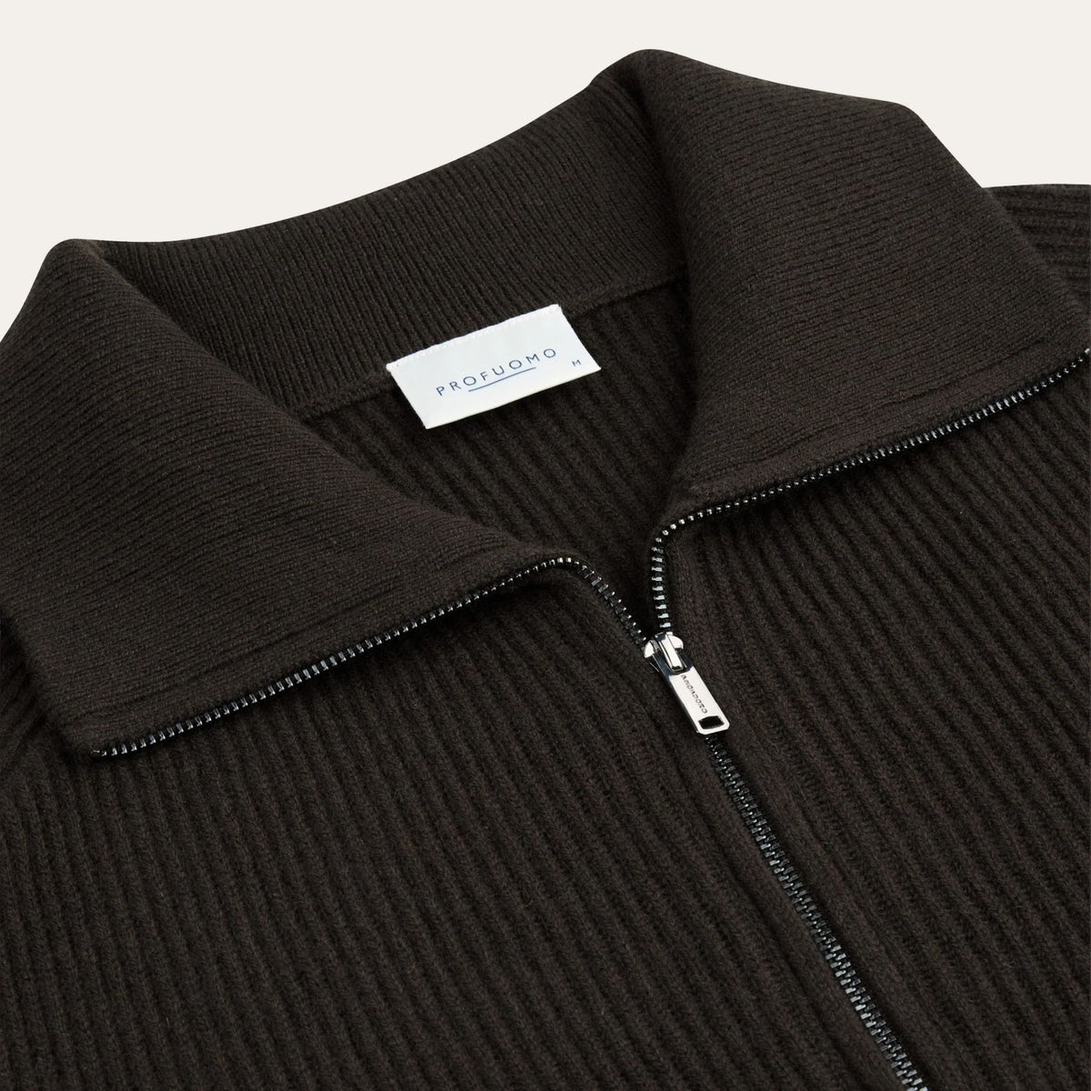 Profuomo Heavy Knitted Half Zip Sweater Donker Bruin