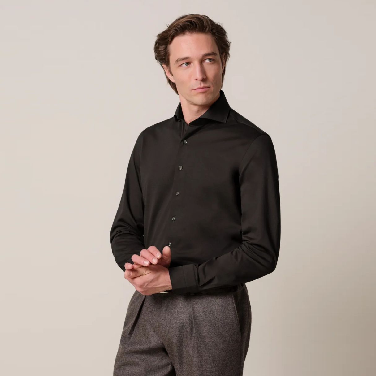 Profuomo Japanese Knitted Overhemd Bruin