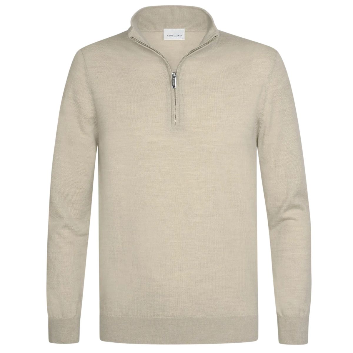 Profuomo Knitted Half Zip Sweater Beige