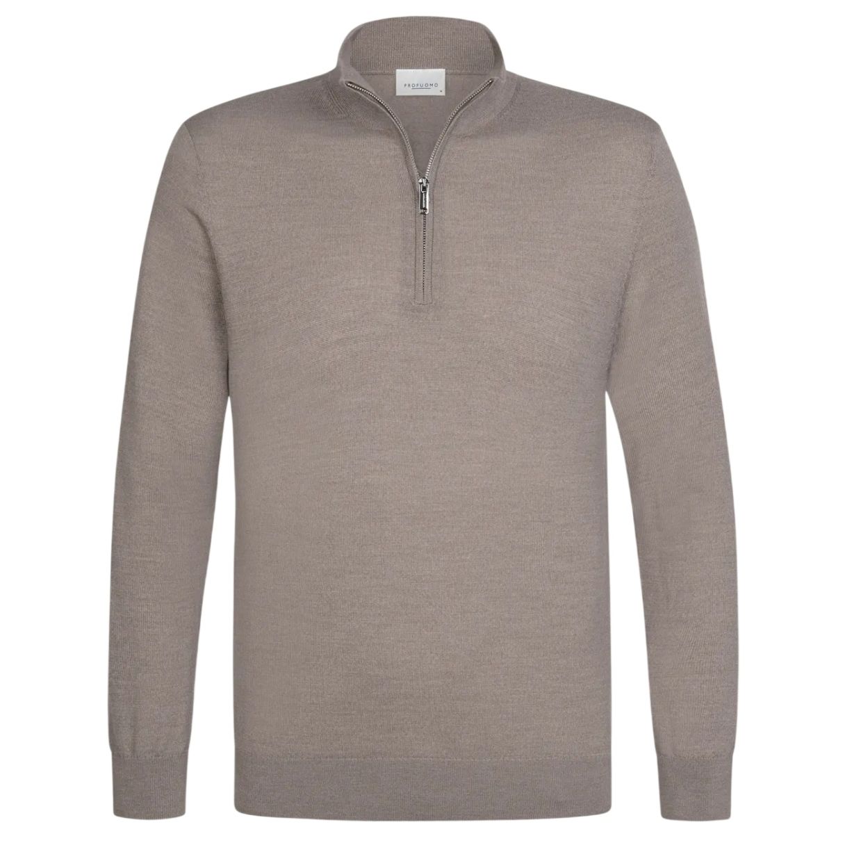 Profuomo Knitted Half Zip Sweater Bruin