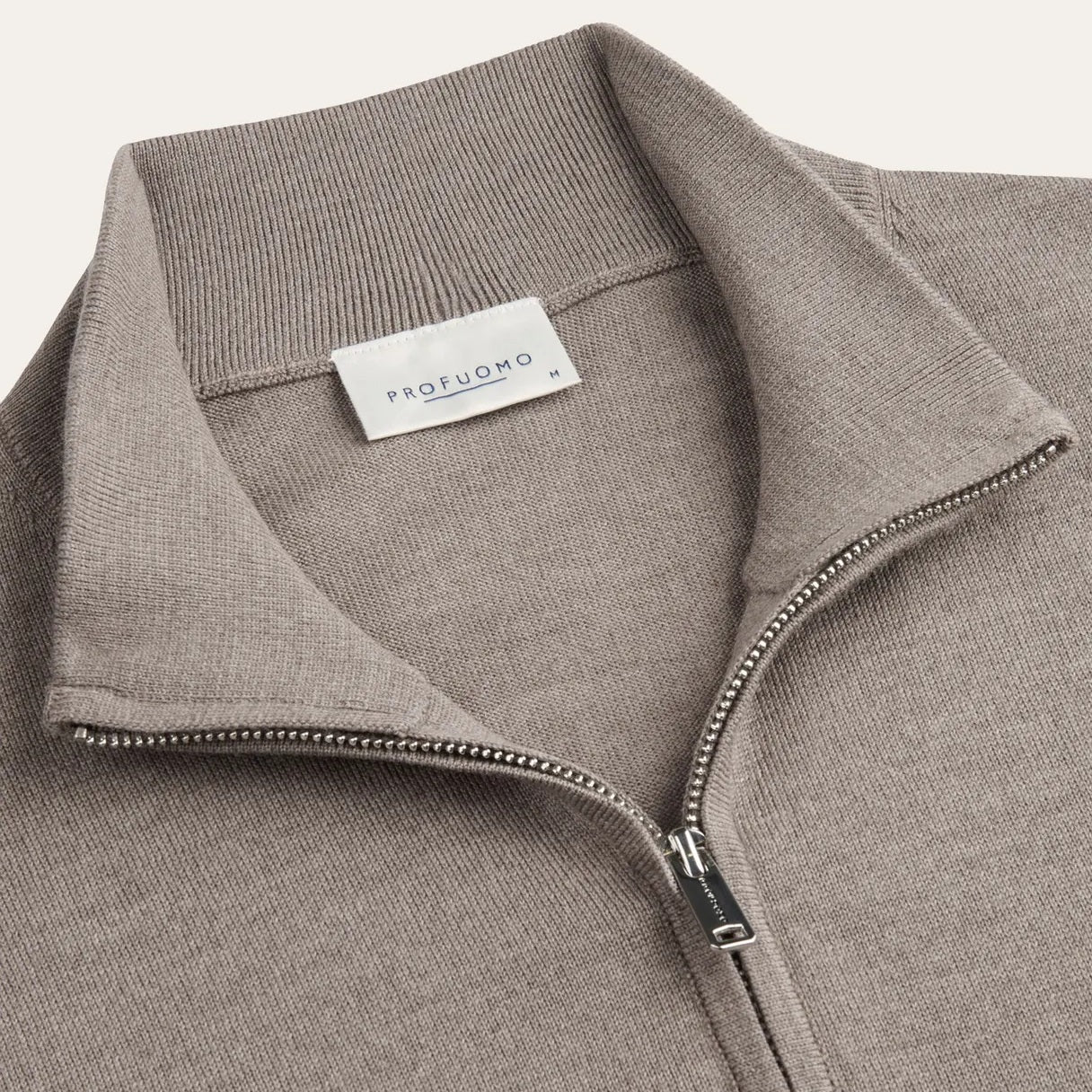 Profuomo Knitted Half Zip Sweater Bruin