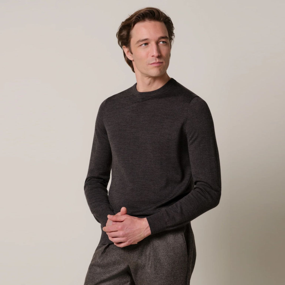 Profuomo Knitted Pullover Sweater Bruin