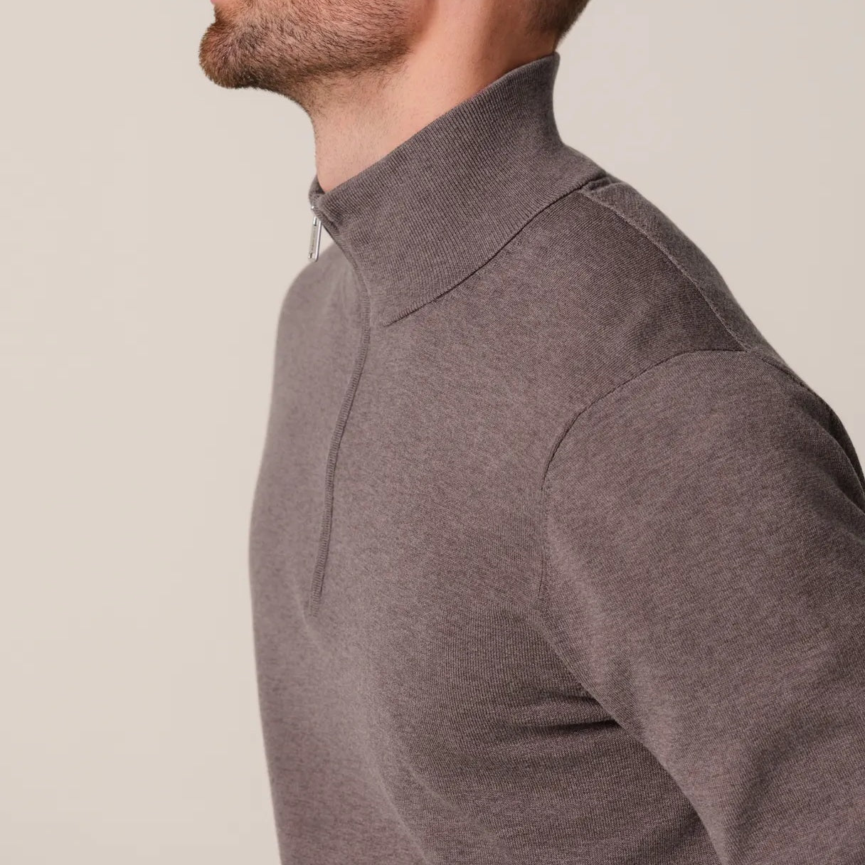 Profuomo Luxury Half Zip Sweater Bruin