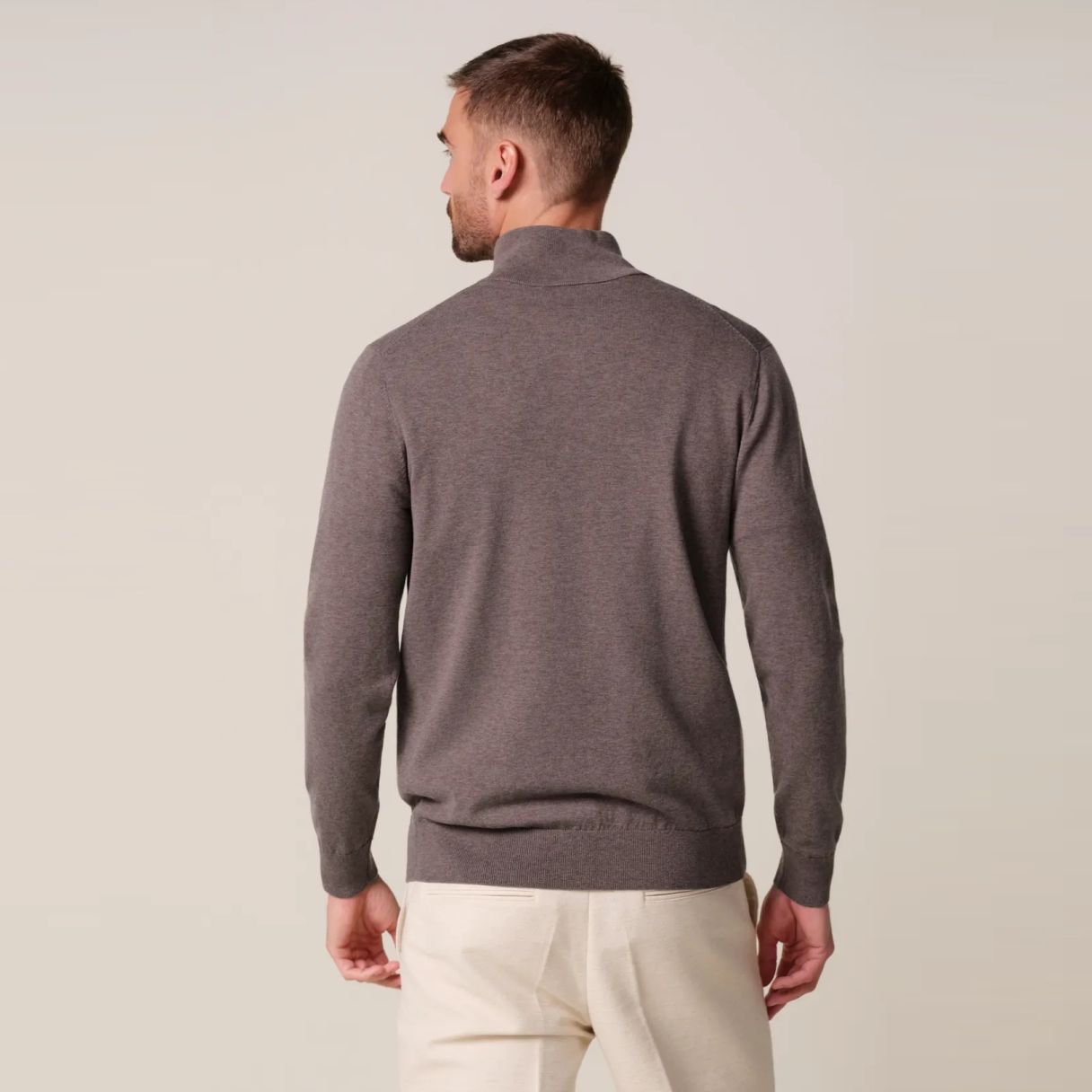 Profuomo Luxury Half Zip Sweater Bruin