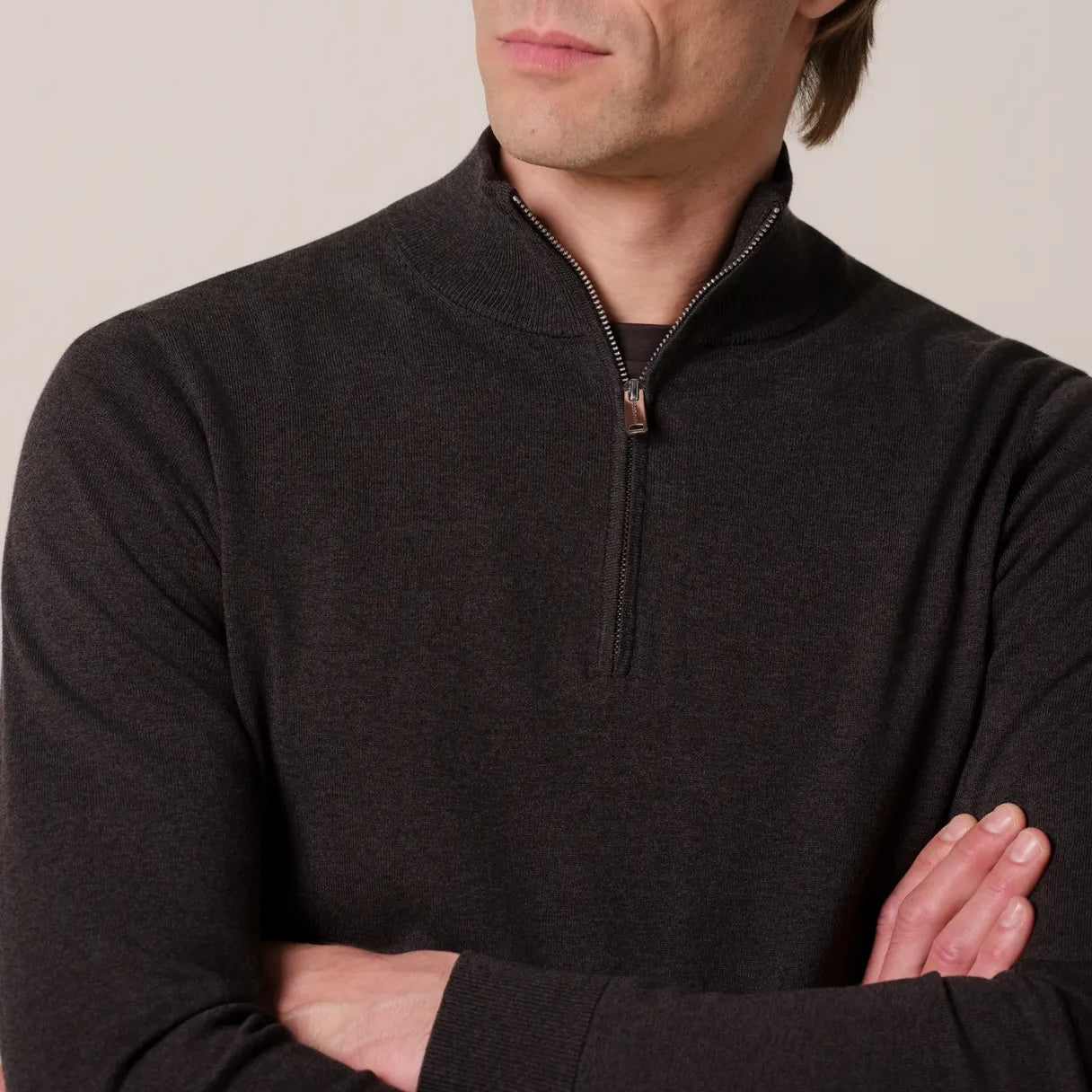 Profuomo Luxury Half Zip Sweater Donker Bruin