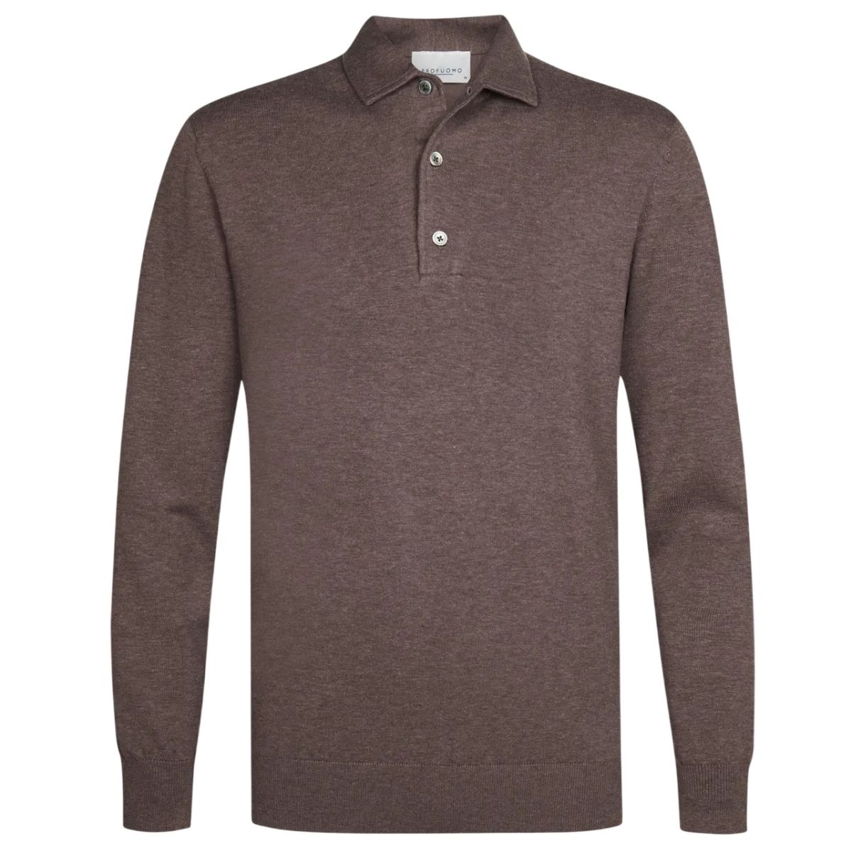 Profuomo Luxury Longsleeve Polo Bruin