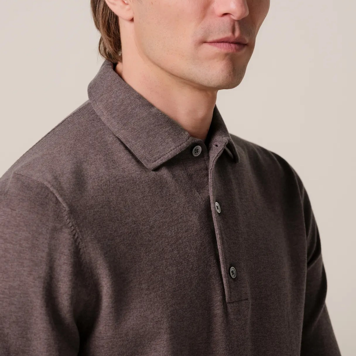 Profuomo Luxury Longsleeve Polo Bruin