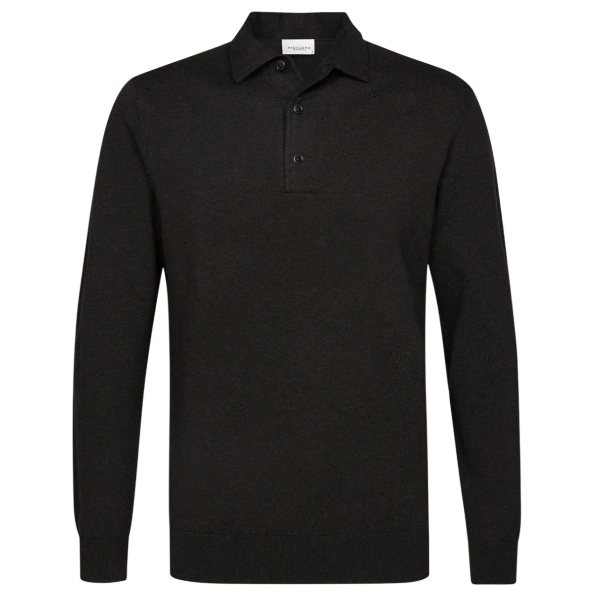 Profuomo Luxury Longsleeve Polo Donker Bruin