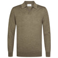 Profuomo Open Collar Longsleeve Polo Bruin